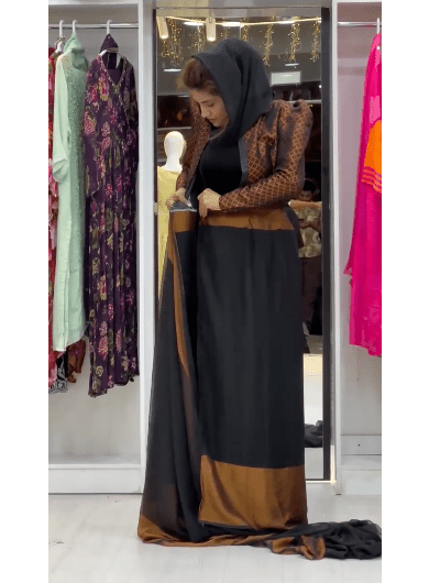 Black 10 Second Saree Ethnic Gown Stitched Blouse - BONYHUBSAREE