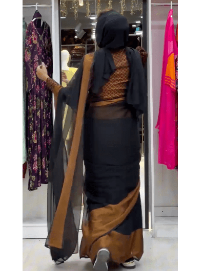 Black 10 Second Saree Ethnic Gown Stitched Blouse - BONYHUBSAREE