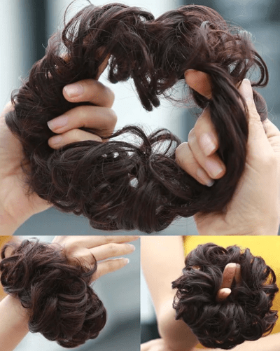 Black Brown Messy Bun Hair Scrunchies Hair extension - BONYHUB