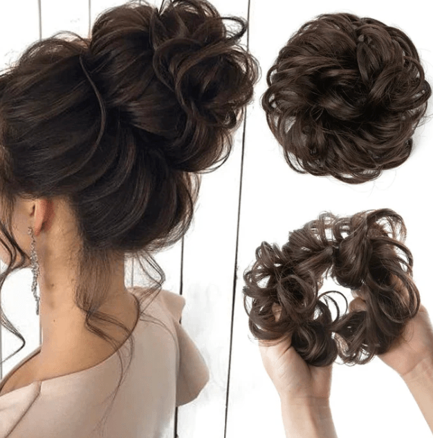 Black Brown Messy Bun Hair Scrunchies Hair extension - BONYHUB