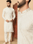 Black Embroidery Festive Men Kurta Pyjama - BONYHUBMEN KURTA