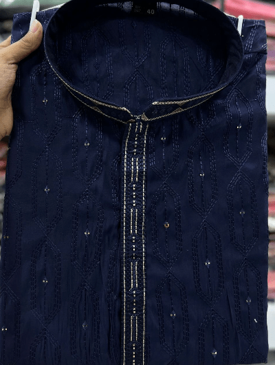 Black Embroidery Festive Men Kurta Pyjama - BONYHUBMEN KURTA