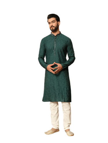 Black Embroidery Festive Men Kurta Pyjama - BONYHUBMEN KURTA