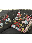 Black Embroidery Salwar Suit Set of 3 UK Next Day - BONYHUBSALWAR KAMEEZ