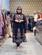 Black Embroidery Salwar Suit Set of 3 UK Next Day - BONYHUBSALWAR KAMEEZ