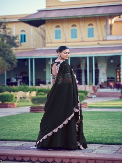 Black Embroidery Sequins Work Georgette Lehenga Choli Set - BONYHUBSALWAR KAMEEZ