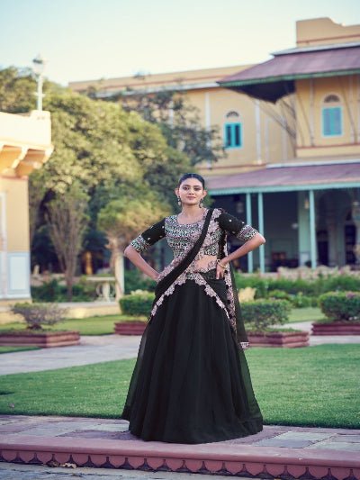 Black Embroidery Sequins Work Georgette Lehenga Choli Set - BONYHUBSALWAR KAMEEZ