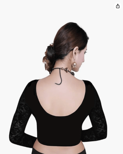 Black Embroidery Stretchable Readymade Saree Blouse - BONYHUBblouses