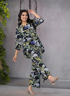 Black Garden Bloom Co - ord Set - BONYHUBsalwar suit