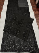 Black Georgette Bollywood Sequins Work Sari UK Next Day - BONYHUBSAREE