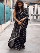 Black Georgette Embellished Zip & Go 10 Second Saree Gown - BONYHUBSAREE