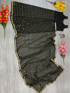 Black Georgette Embellished Zip & Go 10 Second Saree Gown - BONYHUBSAREE