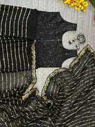 Black Georgette Embellished Zip & Go 10 Second Saree Gown - BONYHUBSAREE