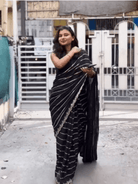 Black Georgette Embellished Zip & Go 10 Second Saree Gown - BONYHUBSAREE