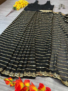 Black Georgette Embellished Zip & Go 10 Second Saree Gown - BONYHUBSAREE