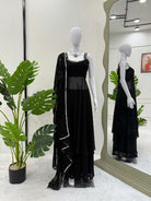 Black Georgette Handwork Anarkali Suit Set - BONYHUBSALWAR KAMEEZ