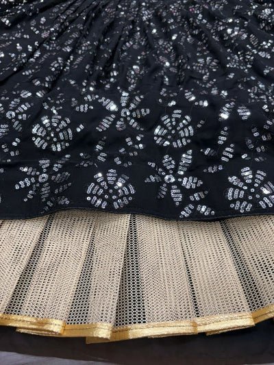 Black Georgette Sequins Embellished Lehenga Choli Set - BONYHUBSALWAR KAMEEZ