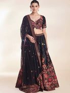Black Georgette Thread Embroidey Lehenga Choli Set - BONYHUBSALWAR KAMEEZ