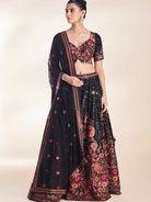 Black Georgette Thread Embroidey Lehenga Choli Set - BONYHUBSALWAR KAMEEZ