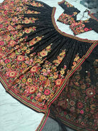 Black Georgette Thread Embroidey Lehenga Choli Set - BONYHUBSALWAR KAMEEZ