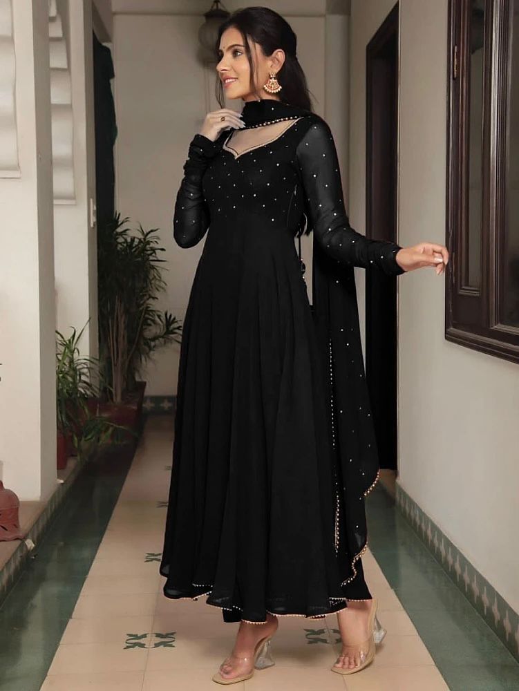Black Gold Anarkali Dupatta UK NEXT DAY - BONYHUBSALWAR KAMEEZ