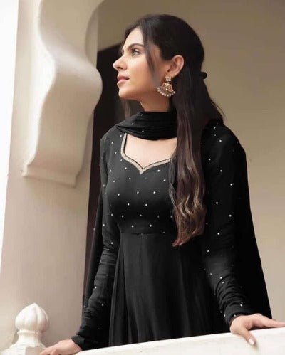 Black Gold Anarkali Dupatta UK NEXT DAY - BONYHUBSALWAR KAMEEZ