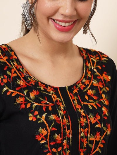 Black Lucknowi Chikankari Kurti 1Pc - BONYHUBSALWAR KAMEEZ