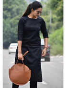 Black Plain Kurti Pant Set UK Next Day - BONYHUBSALWAR KAMEEZ