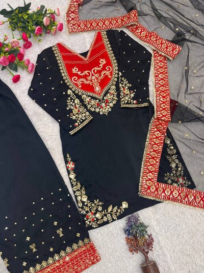 Black Sequence Embroidery Work Suit UK Next Day - BONYHUBSALWAR KAMEEZ