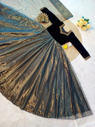 Black Velvet & Soft Tissue Silk Anarkali Gown Dupatta Set Of 2 - BONYHUBSALWAR KAMEEZ