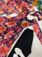 Blooming Radiance Floral Organza Anarkali Gown Suit Set - BONYHUBSALWAR KAMEEZ