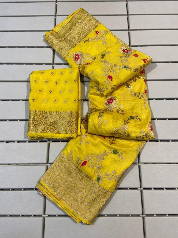 Blue Benarasi Zari Silk Wedding Saree UK Next Day - BONYHUBSAREE