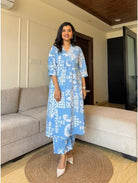 Blue Co - ord Set with Kurta Pant (Set of 2) - BONYHUBSALWAR KAMEEZ