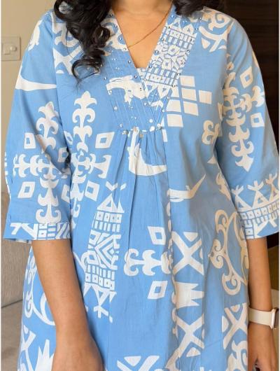 Blue Co - ord Set with Kurta Pant (Set of 2) - BONYHUBSALWAR KAMEEZ