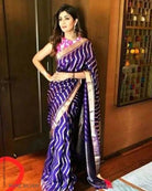 Blue color designer bollywood stylish silk saree - BONYHUBSAREE