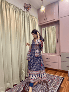 Blue Handblock Salwar Suit Dupatta UK Next Day - BONYHUBSALWAR KAMEEZ