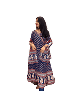 Blue Handblock Salwar Suit Dupatta UK Next Day - BONYHUBSALWAR KAMEEZ