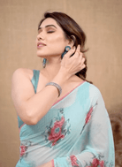 Blue Ready to Wear Sari Georgette Saree - BONYHUBSAREE