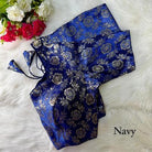 Blue Readymade Wedding Saree Blouse Brocade - BONYHUBblouses