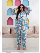 Blue White Stylish Satin Night suit - BONYHUBsalwar suit