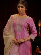 Blush Pink Beautiful Kurti With Cream Palazzo & Dupatta - BONYHUBSALWAR KAMEEZ