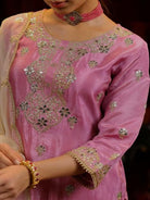 Blush Pink Beautiful Kurti With Cream Palazzo & Dupatta - BONYHUBSALWAR KAMEEZ