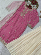 Blush Pink Beautiful Kurti With Cream Palazzo & Dupatta - BONYHUBSALWAR KAMEEZ