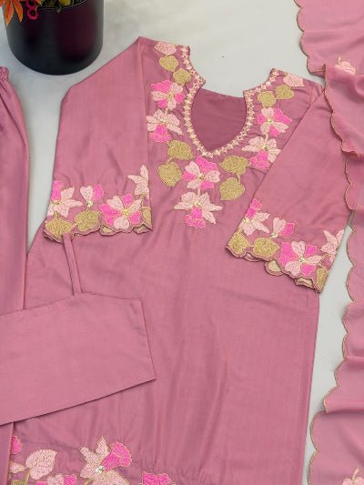 Blush Pink Embroidered Trouser Suit for Women | Asian Ethnic Wear UK - BONYHUBSALWAR KAMEEZ