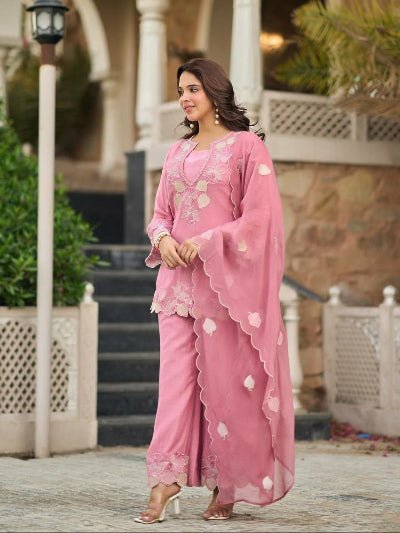 Blush Pink Embroidered Trouser Suit for Women | Asian Ethnic Wear UK - BONYHUBSALWAR KAMEEZ