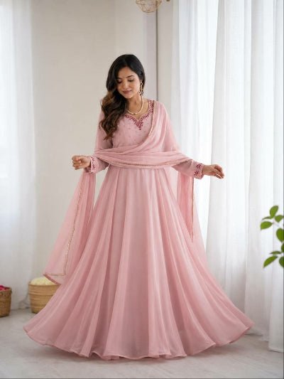 Blush Pink Handwork Anarkali Suit for Women | Asian Ethnic Wear UK - BONYHUBSALWAR KAMEEZ