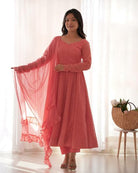 Blush Pink Nawabi Lucknowi Anarkali Suit Set - BONYHUBSALWAR KAMEEZ
