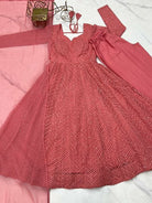 Blush Pink Nawabi Lucknowi Anarkali Suit Set - BONYHUBSALWAR KAMEEZ