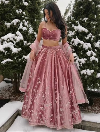 Blush Pink Sequence Work Lehenga Choli Set - BONYHUBSALWAR KAMEEZ