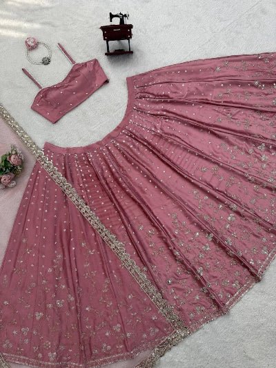 Blush Pink Sequence Work Lehenga Choli Set - BONYHUBSALWAR KAMEEZ